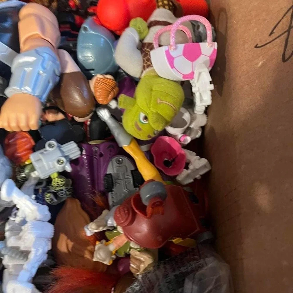Box lot of vintage and modern toys
